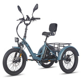 FAFREES F20 Mate Cargo E-Trike - 500W Motor 48V23.45AH Battery 20" Tires w/Backrest - Gray blue